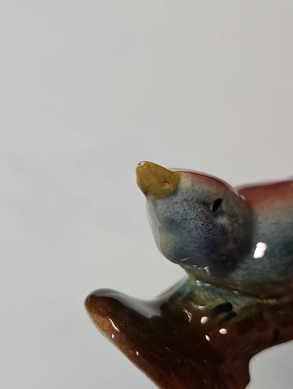 Vintage Ceramic Blue + Pink Nuthatch Bird Figural Bud Vase